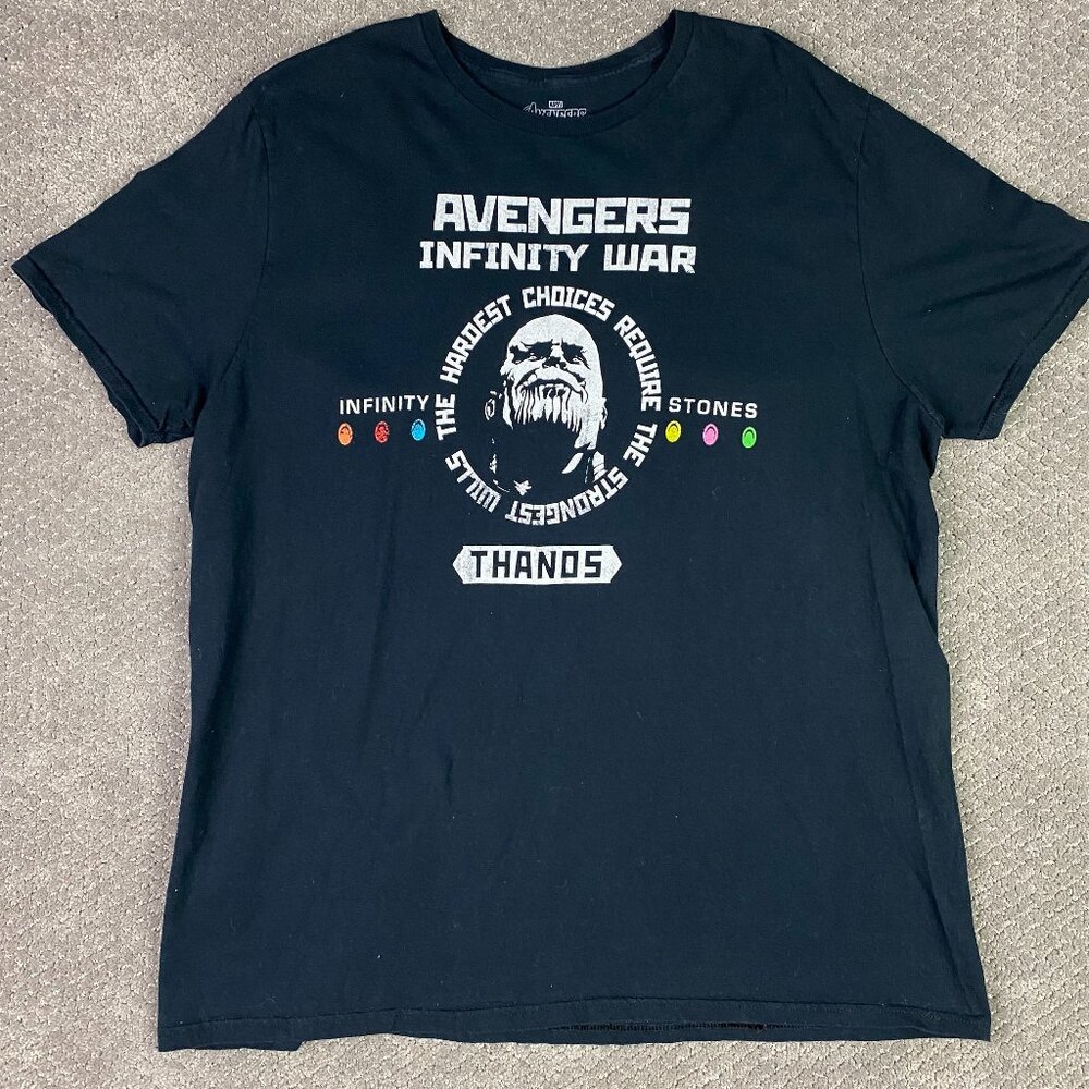 Avengers Infinity War Thanos T Shirt Men's 2XL fits like XL Marvel Black Cotton